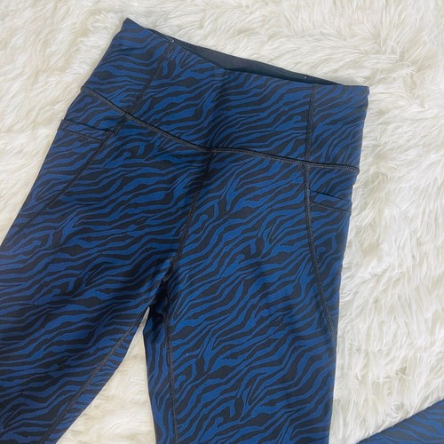 Victoria’s Secret Leggings Womens XS Blue Black Zebra Print High Waist Pockets - Picture 7 of 9