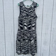 H by Halston Knit Dress Chevron Sleeveless Casual Summer Dress Size L new