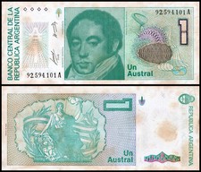 Argentina 1 Austral, 1985-1989 ND, P-323a, UNC w/ Stains