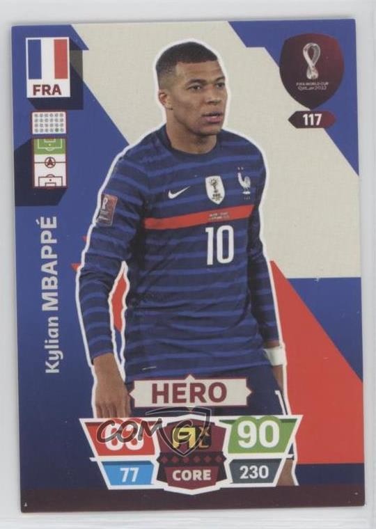 2022 Panini Adrenalyn XL FIFA World Cup Qatar 2022 Hero Kylian Mbappe #117 0jx1