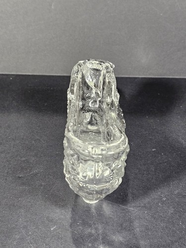 Vintage Fenton Clear Glass Daisy and Button Shoe/Slipper with Cat Head - Picture 4 of 7