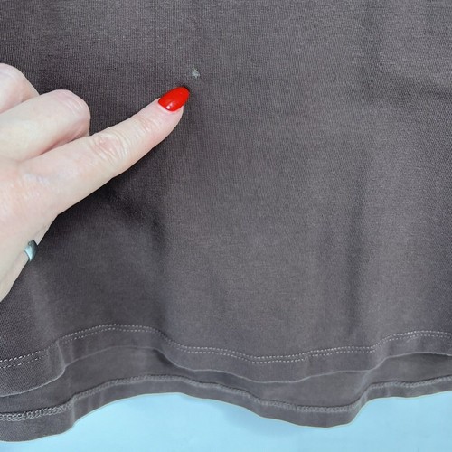 Nuuds Sz XXL Tee T-Shirt Crewneck Long Sleeve Loose Fit Curved Hem Stretch Brown - Afbeelding 5 van 13