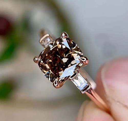 Boutique Women’s Chocolate Engagement Ring Size 7 Inlaid Solitaire Accents ☂️ - Picture 4 of 5