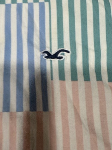 Hollister Button Up Epic Flex Sz Med Striped Multicolor Men’s Shirt - Picture 7 of 9