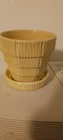 Vtg Mid-Century Yellow Basketweave McCoy Pottery Mini Planter Pot & Saucer