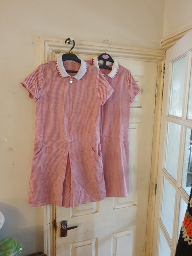 Girls Red Gingham School Summer Dress Bundle (×2) Age 12/13