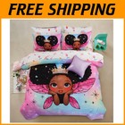 Art Deco Twin Comforter Set with Glittering Butterfly Princess Design - 6 PCS