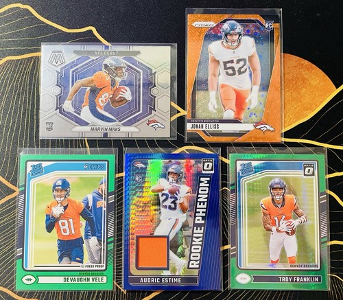 2021-24 Panini NFL Denver Broncos 5 Card Lot - Rookies + Mem Patch