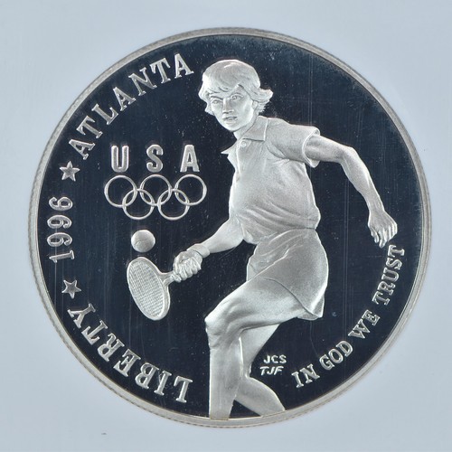 1996-P Olympic Tennis Commemorative Silver Dollar PF69 UCAM NGC *7310 - Picture 3 of 5