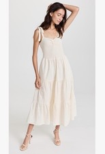 MADEWELL Eyelet Lucie Tie-Strap Tiered Midi Dress Off White Sz XL