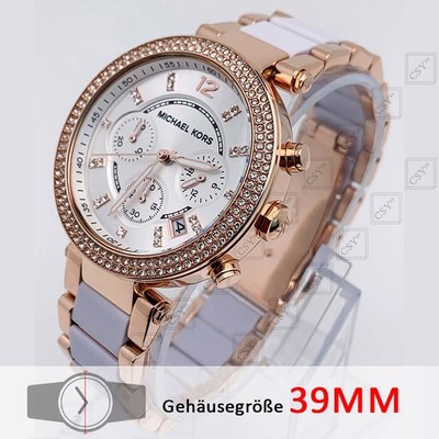 Neu Michael Kors MK5774 Parker Chronograph Roségold Rostfreier Stahl Damenuhr