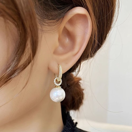 S925 Sterling Silver Needle Pearl Earrings,Women Fashion Luxury Dangle Earrings - Bild 3 von 11
