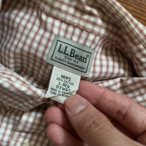 LL Bean Long Sleeve Button Up Shirt Dress Plaid Check Men's Large Preppy - Picture 2 of 4