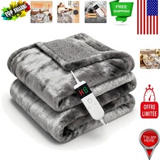 Electric Heated Blanket Throw 50''x60''Size Faux Fur Heating Blanket 10 Heating