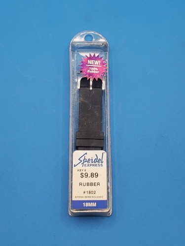 Speidel Express 18 mm Black Rubber Watch Band Bracelet New Old Stock - Picture 4 of 5