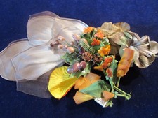 Vtg Millinery Flower Collection Orange Brown 1/2-2 1/2" w/Velvet Forget Me H5384