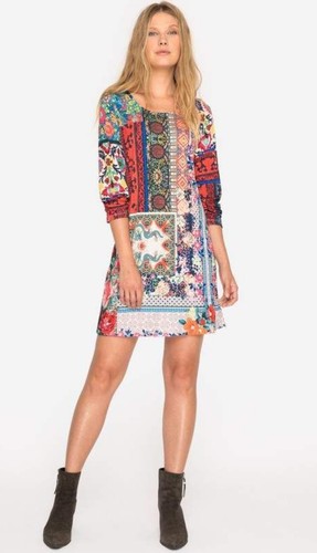 Johnny Was Verdell Kleid Damen Large Mehrfarbig Patchwork Blumen Boho Tunika