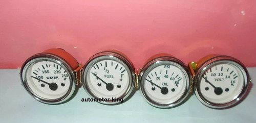 2" / 52mm Electrical Oil Pressure , Temperature , Volt , Fuel Gauge White Face - Picture 3 of 4