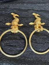 Vintage  MCM Fish Koi Towel Holders Marked Hall-Mack