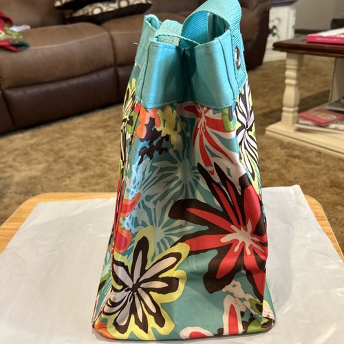 🌺 Thirty-One Floral Coated Tote Bag 31 Utility Grocery Shopping Beach Pool - Picture 4 of 8