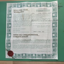 Vtg Rolex Warranty Certificate Ref 16263 Datejust Turn-o-Graph (Thunderbird)