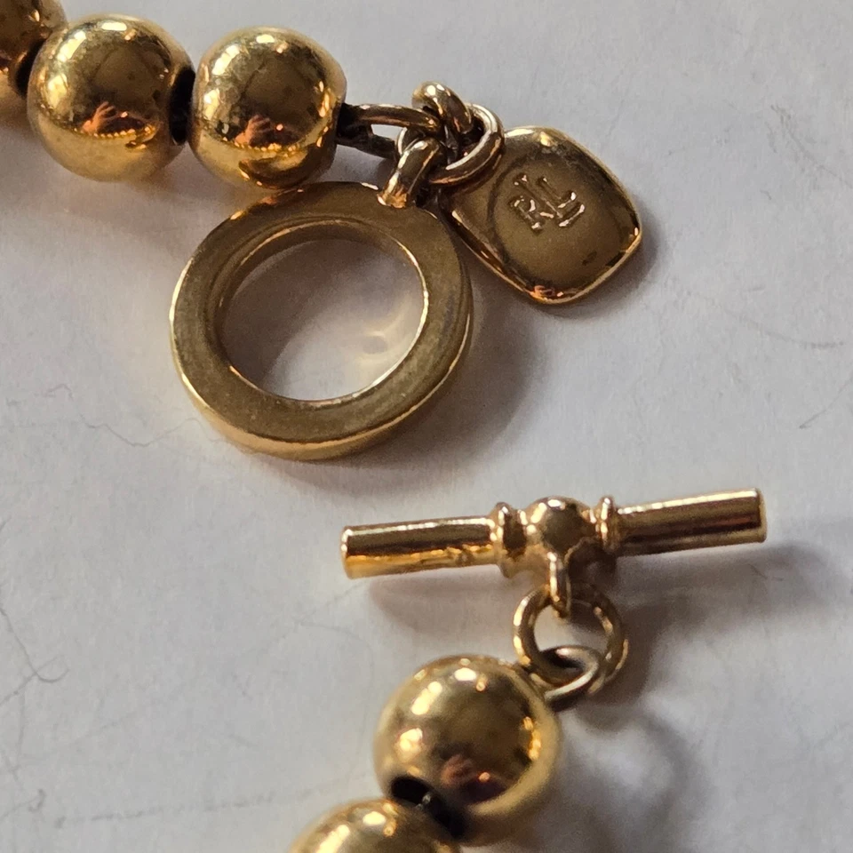 Lauren Ralph Lauren Gold Tone Beaded Toggle Bracelet Charm - Image 3 of 4