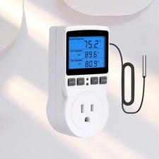 Digital Thermostat Outlet Plug Temperature Controller Heating Cooling w/ Probe9M
