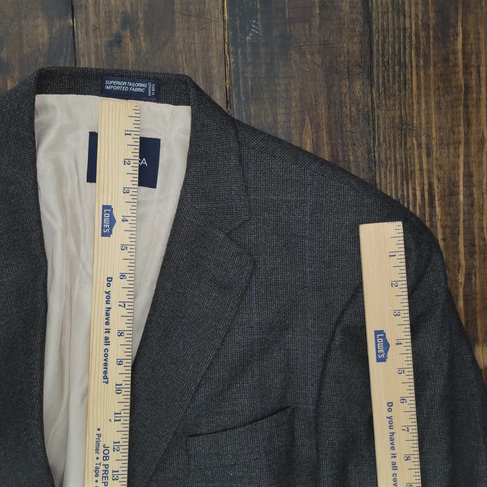 Abrigo Blazer Deportivo de Franela para Hombre Nautica Dos Botones Marrón A Cuadros Lana Cachemira 48L Foto 4 de 4