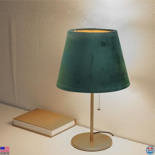 Repuesto de pantalla de tambor de tela verde para lámpara de mesa, cubierta de lámpara de tela 12 - Imagen 5 de 6