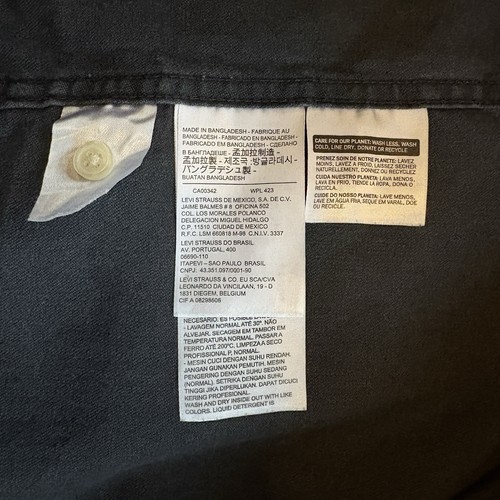 Levi's Western Denim Shirt Mens Black Extra Large Pearl Snap Button Long Sleeve - Picture 16 of 18