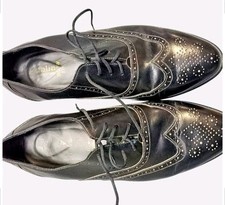 Black Vintage Leather Lace-up Brogue Peralia Shoes Size 10