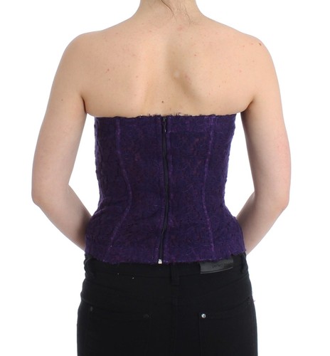 Ermanno Scervino Lingerie Viola Corsetto Bustino Top Floreale Donna Pizzo - Foto 3 di 6