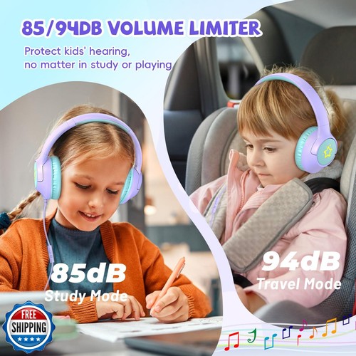 Kids Wired Headphones for School, 85/94 dB Volume Limit, Wired Over Ear Headp - Imagen 3 de 5