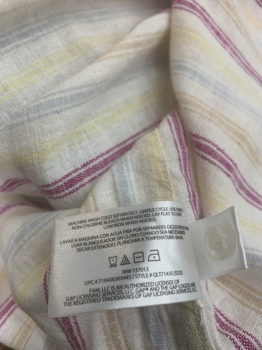 Gap Womens XS Long Sleeve Linen Blouse Sun Stripe Button Down Relaxed Beach - Picture 8 of 11