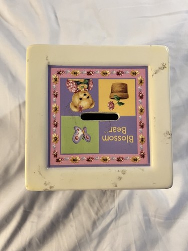 Teddy Bear Art Kid's Coin Bank No Stopper Ceramic Cube Girls Boys Toddler Scene - Picture 3 of 6