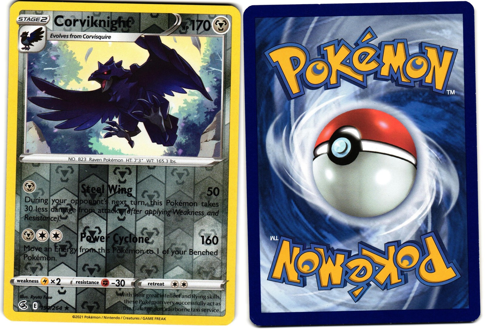 Corviknight [Reverse Holo] 190/264 Pokemon Fusion Strike NM