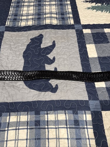 Wrangler Belt Bonded Leather Black Braided Woven Silver Buckle 40"x1.25" 40/100 - Picture 16 of 19