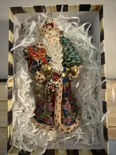 Mackenzie Childs Father Christmas- Christmas Ornament RETIRED HTF with Box RARE