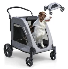 Folding Extra Large Dog Stroller Jogger Pet Pram Waterproof Traval Cart 160 lbs