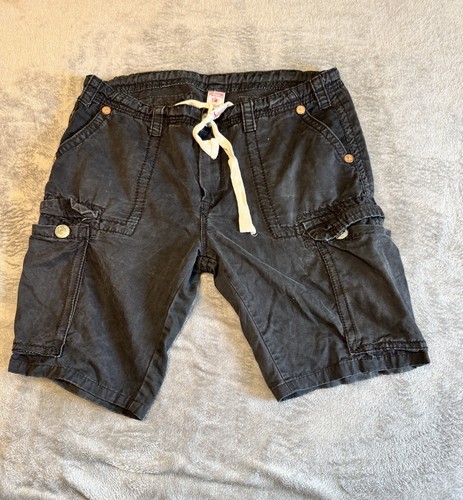 True Religion Cargo Shorts 100% Cotton Men Size 40 Dark Black RN112790
