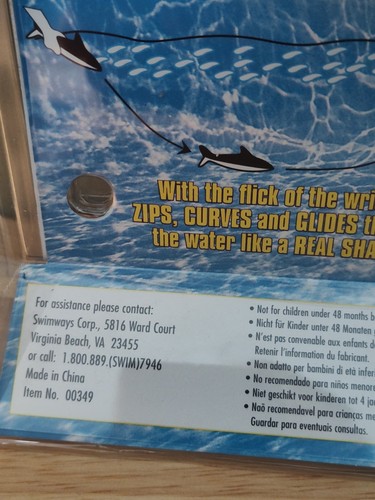 1999 Sand N Sun Dive & Glide SHARK Pool Schwimmspielzeug New Old Stock  - Bild 4 von 5