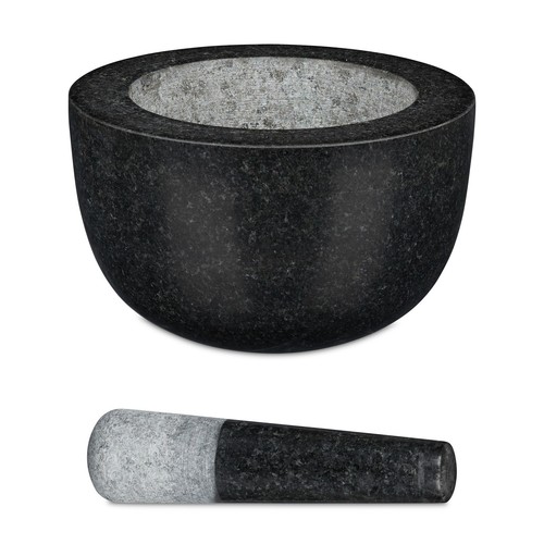 Mortero pilón de cocina 6,3 kg 20 cm mortero de granito triturador de especias - Imagen 9 de 9