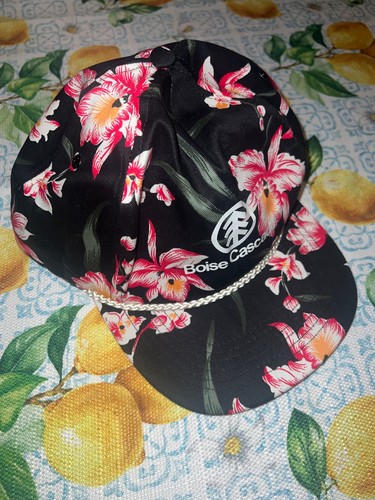 Casquette snapback vintage fleurie camionneur noir rose corde hawaïenne cascade de boise - Photo 7/8