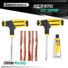 Car Tubeless Tyre Tire Puncture Repair Plug Repair Kit Needle Patch Fix Tool USA