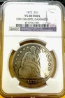1872 $1 SEATED SILVER LIBERTY DOLLAR VG Details OBV Gtaffitti, Damaged