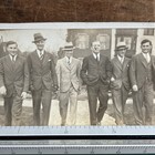 Antique Snapshot Men's Fashion Group Photo Walking Down Roa 1930s E1