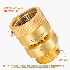 Litorange Brass Self Draining Vacuum Breaker 1-1/16" Fine Thread Female to 3/4"