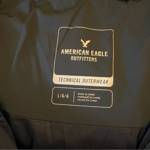 American Eagle Duck Down Puffer Jacket w/hood Green Men’s Large - Picture 6 of 11