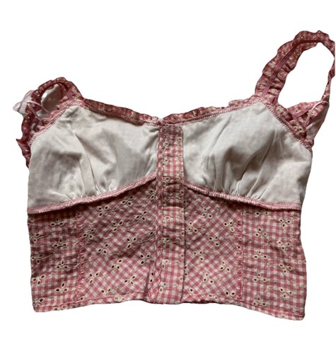 Kirious Los Angeles Pink Elfenbein Gingham Country Crop Top Junior Medium - Bild 8 von 10