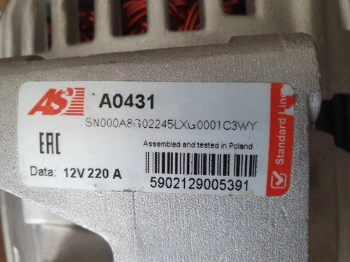 Mercedes-Benz Alternator 220A 12V AS-PL A0431 - Picture 21 of 22